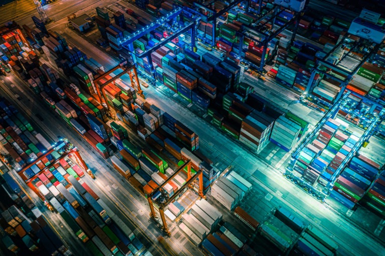 Container Cargo freight ship Terminal in Hong kong, China