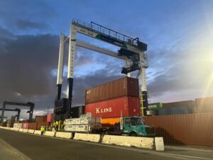 World's first hydrogen-powered RTG crane debuts at Port of Los Angeles