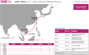 ONE unveils new China-Vietnam-Thailand service