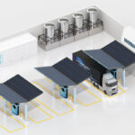Isometric view of FCV truck refueling in Hydrogen Station