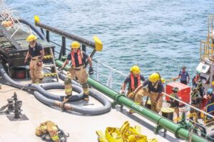 Panama Canal conducts fire drill on a tanker vessel