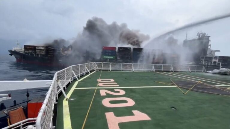 Fire on cargo ship near India raises ecological disaster fears