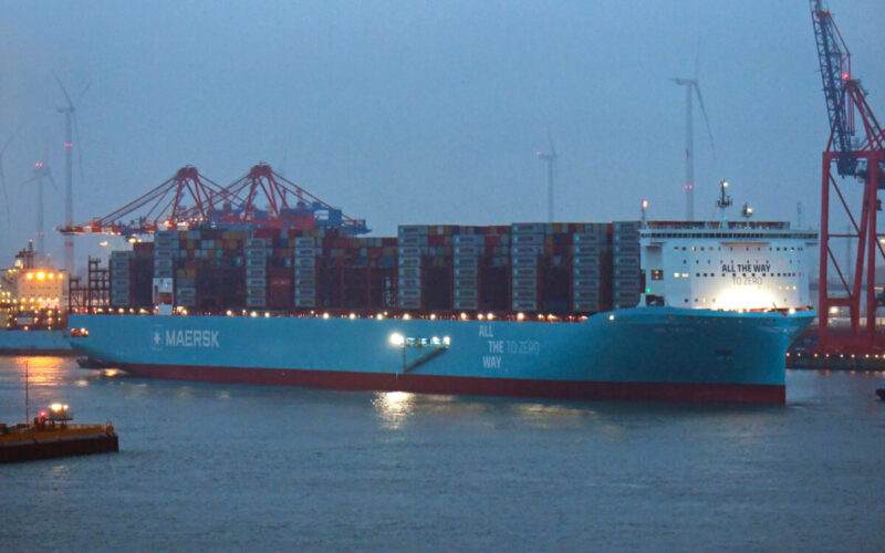 Maersk's methanol-enabled boxship calls at Hamburg