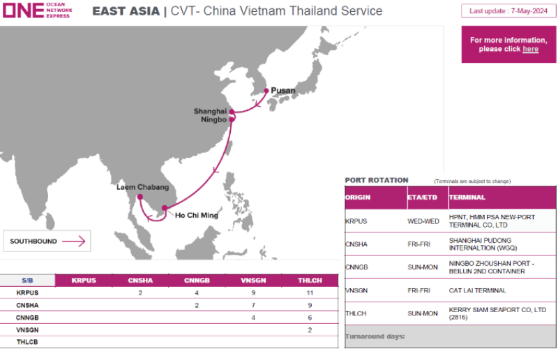ONE unveils new China-Vietnam-Thailand service