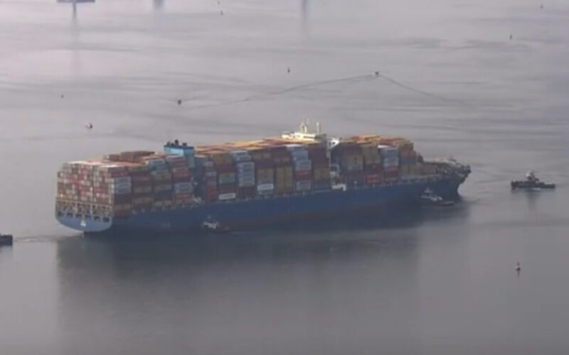Dali containership moves from Baltimore Bridge ruins