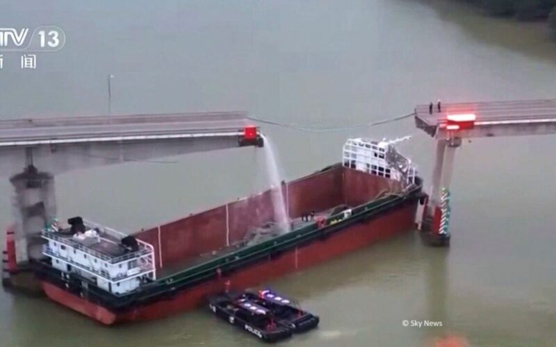 Five dead in China as barge collides with bridge